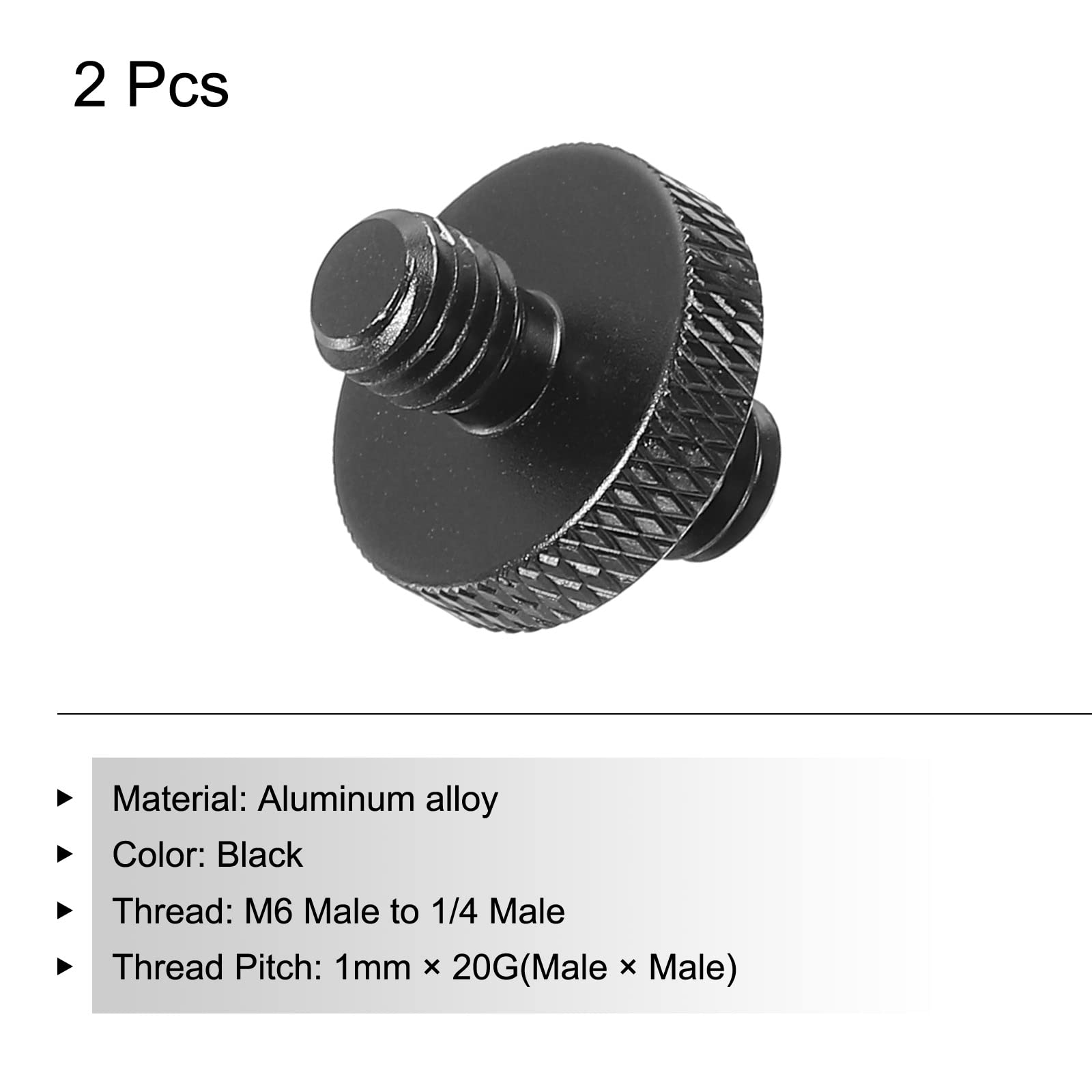 PATIKIL Mic Stand Adapter M6 Male to 1/4 Male Thread Tripod Screw Adapter Double Sides Camera Screw for Microphone Tripod Stand